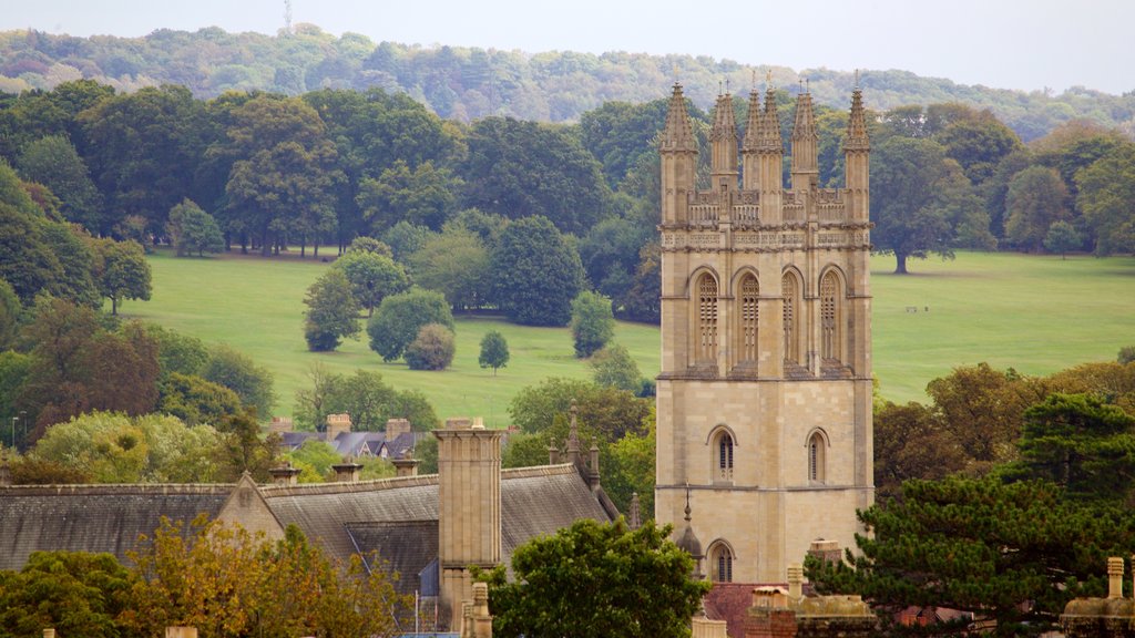 Carfax Tower showing heritage elements, heritage architecture and a garden