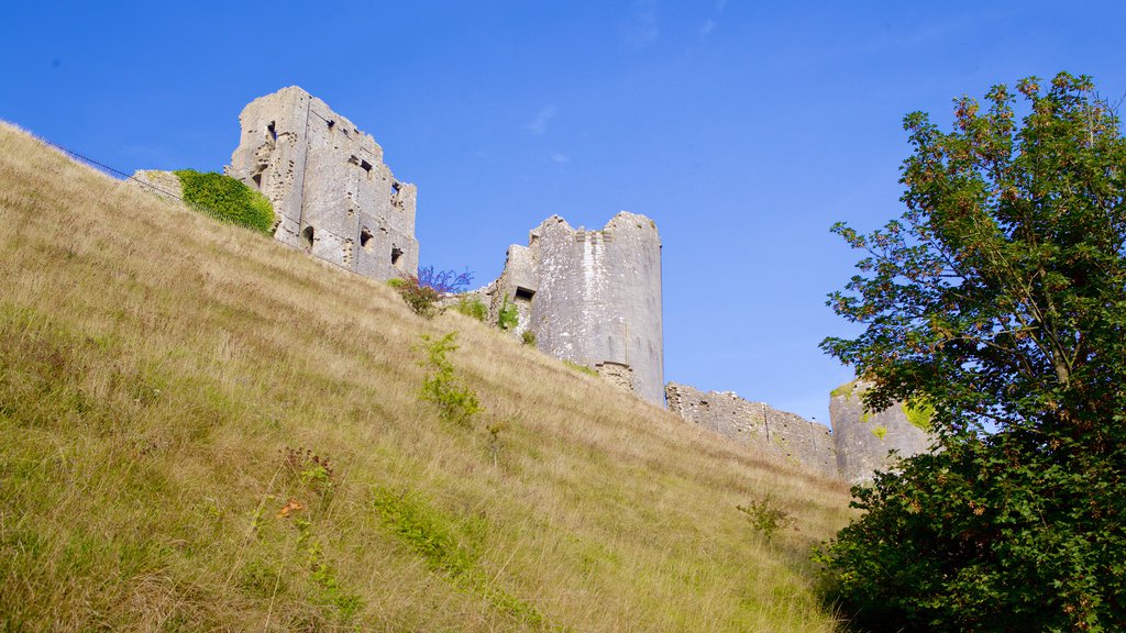 Corfe Castle showing tranquil scenes, a ruin and heritage elements