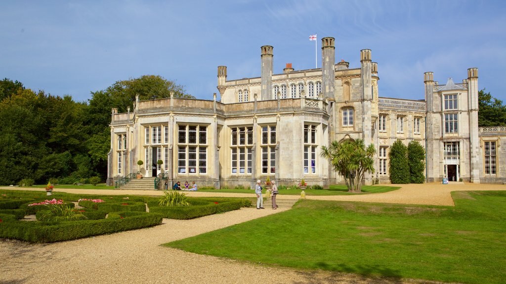 Highcliffe Castle featuring a garden, heritage elements and heritage architecture