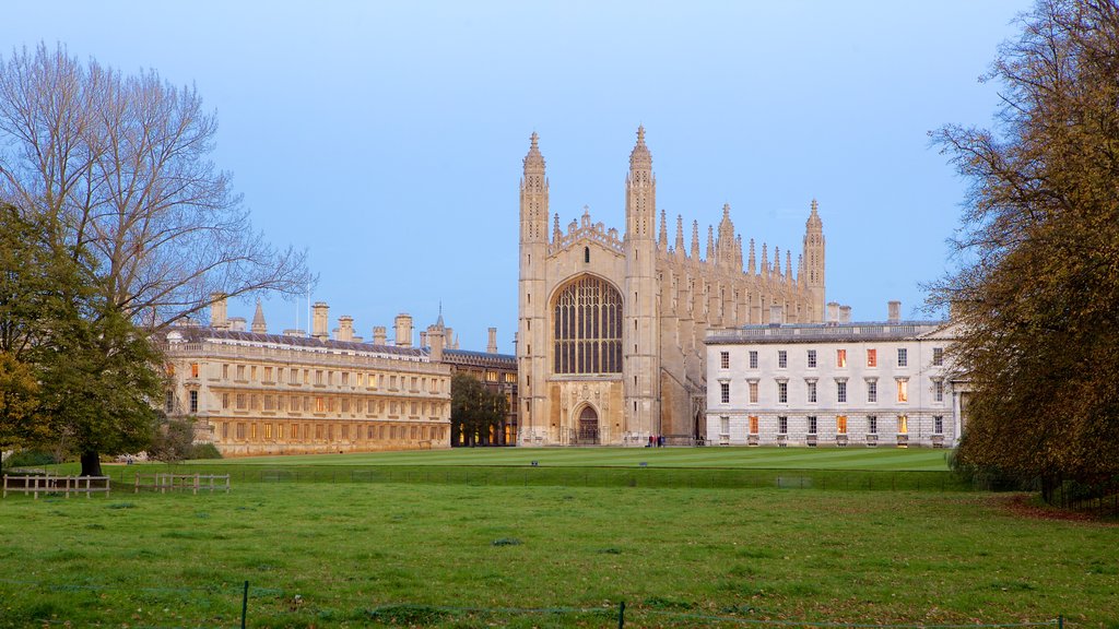 King\'s College Chapel featuring a park, a church or cathedral and heritage elements