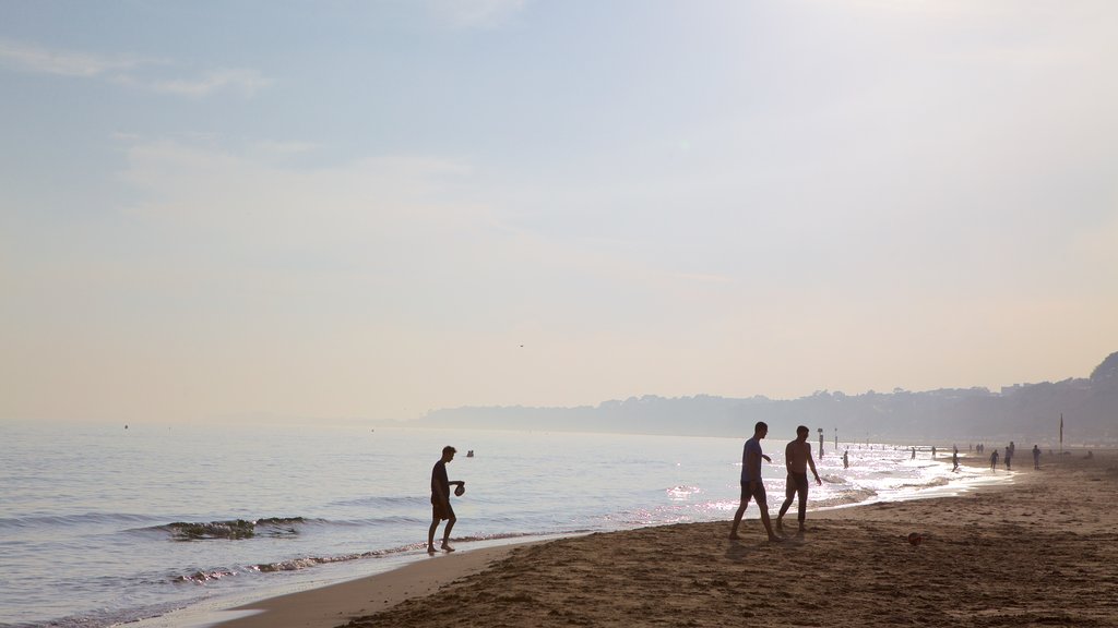 Bournemouth Beach featuring a sandy beach as well as a small group of people