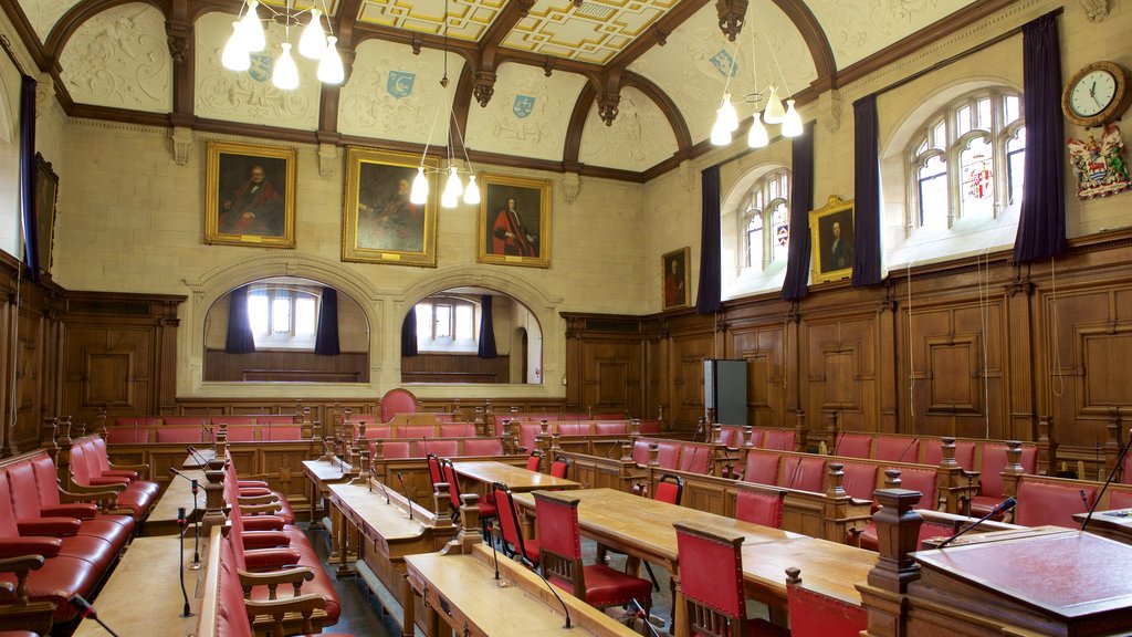 Oxford Town Hall showing interior views and heritage elements