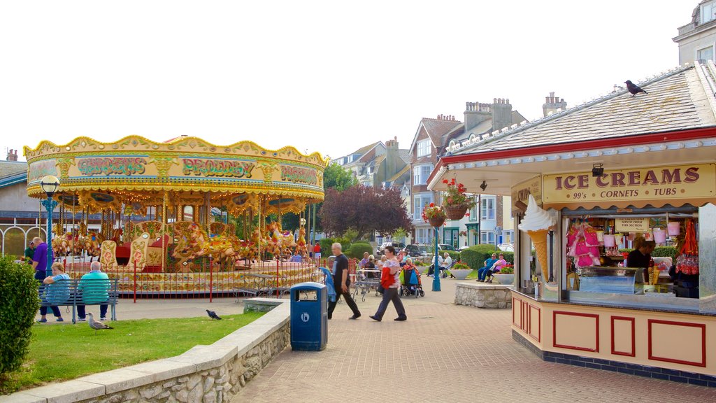 Weymouth Beach showing rides