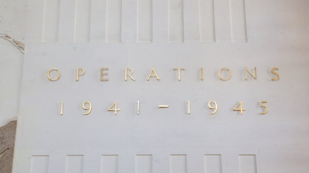 Cambridge American Cemetery and Memorial which includes signage