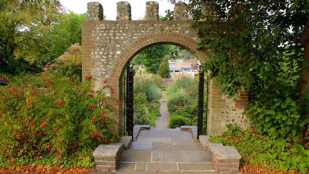 Preston Park showing a garden and heritage elements