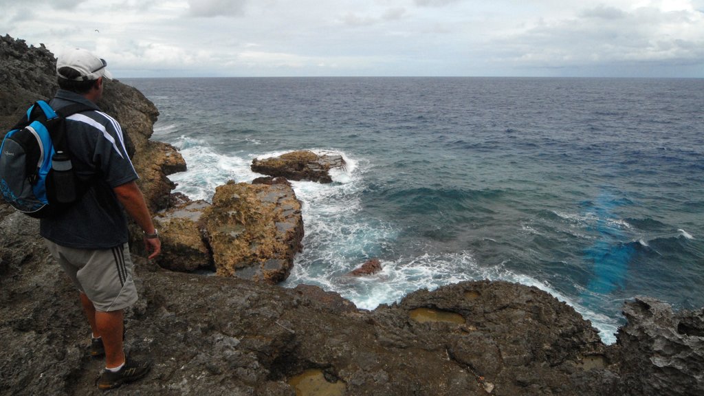 Togo Chasm ofreciendo costa escarpada y caminatas y también un hombre