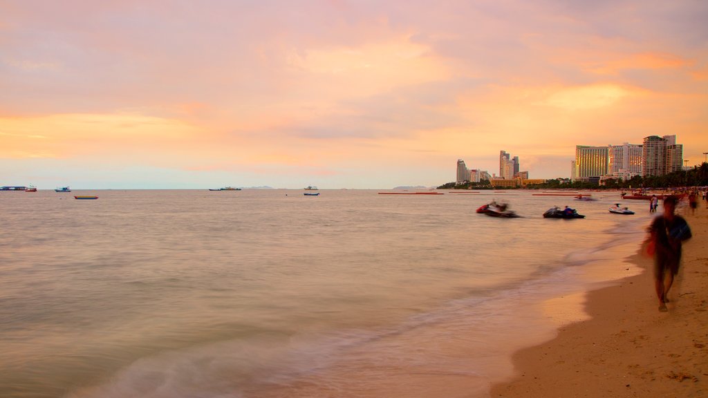 Pattaya Beach showing a sunset and a sandy beach