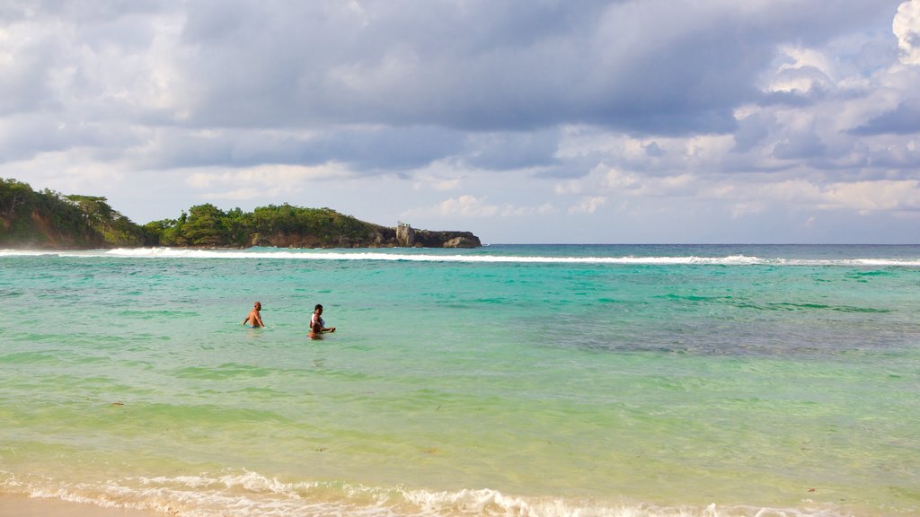 Winnifred Beach que inclui paisagens litorâneas assim como um pequeno grupo de pessoas