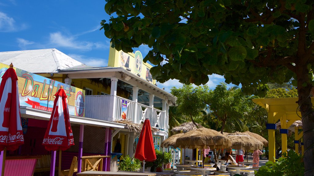 Arawak Cay featuring outdoor eating and café scenes