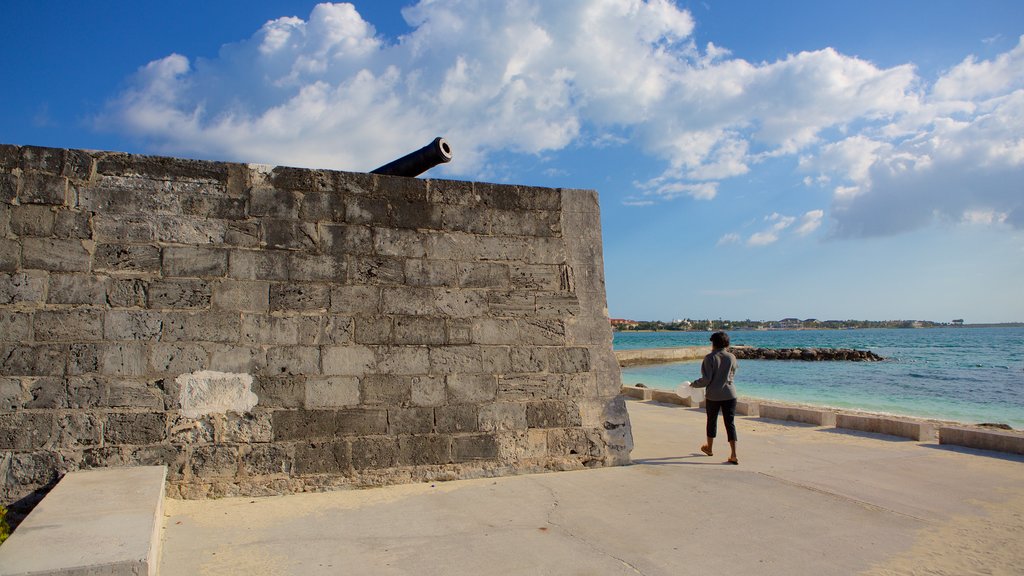 Fort Montagu mostrando elementos de patrimônio assim como uma mulher sozinha