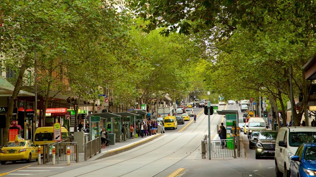 Collins Street featuring street scenes