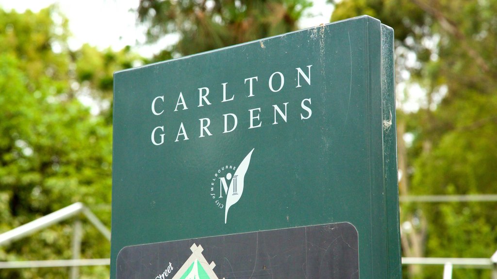 Carlton Gardens which includes signage