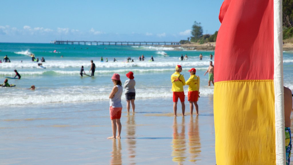 Lorne showing a sandy beach as well as a large group of people