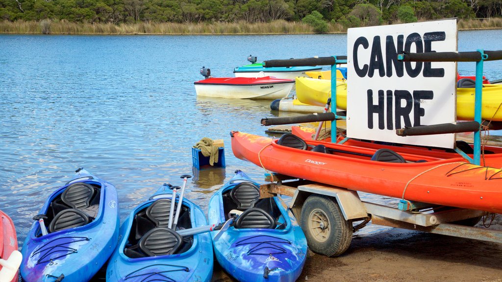 Anglesea que incluye vista general a la costa y kayaks o canoas