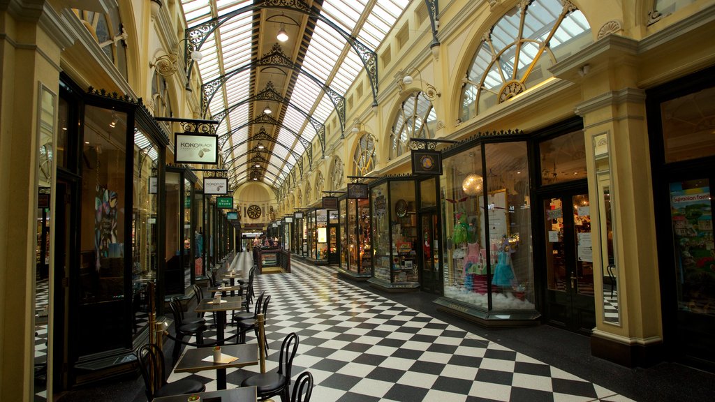 Royal Arcade which includes shopping and interior views