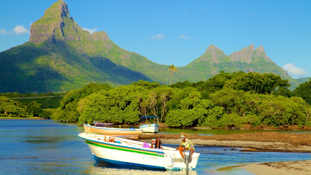 Tamarin which includes mountains and a bay or harbour