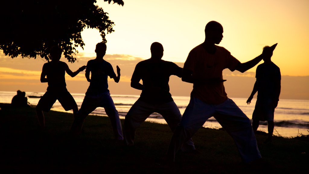 Tamarin featuring a sunset and a day spa as well as a large group of people