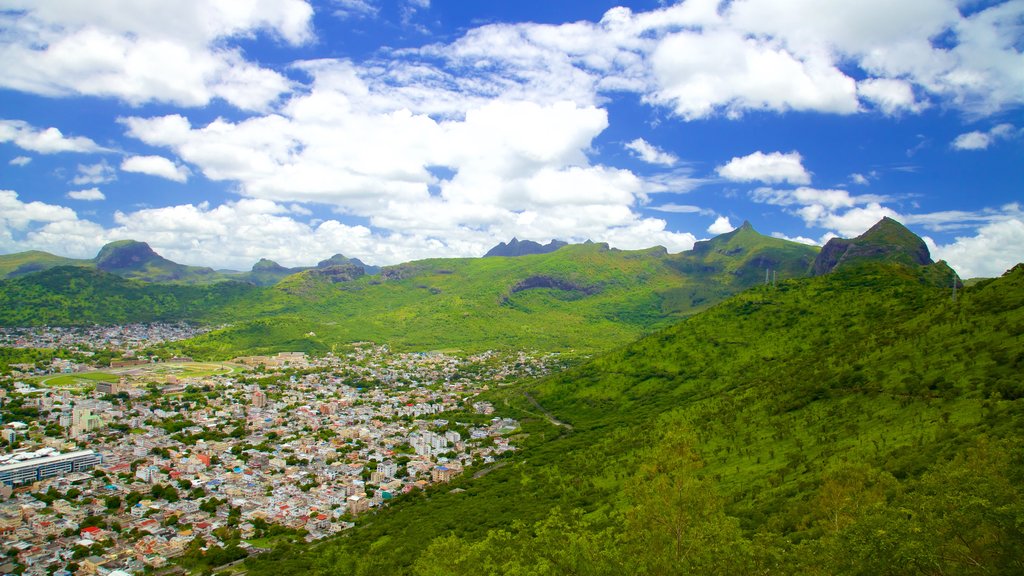 Pieter Both Mountain which includes landscape views and a city