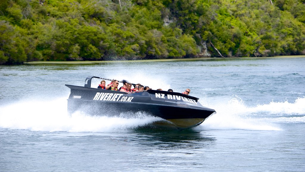 Orakei Korako Geothermal Park and Cave showing a river or creek and boating