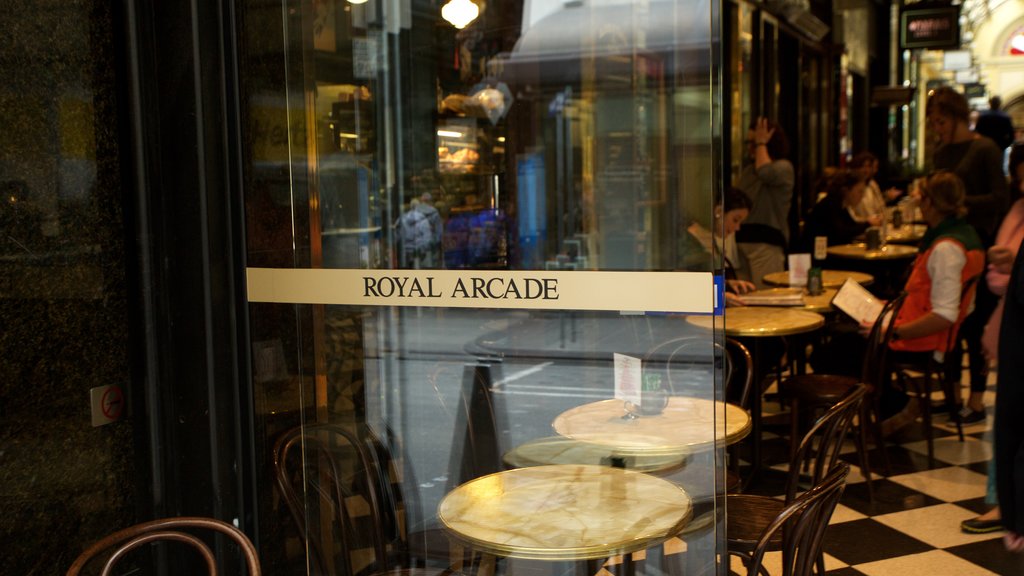 Royal Arcade which includes café scenes