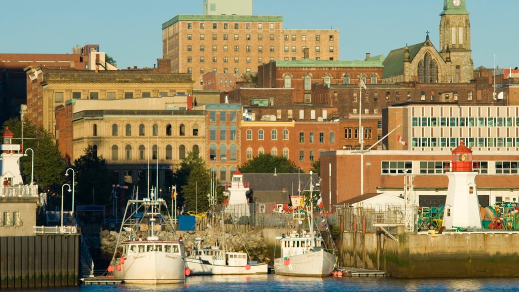 Saint John mostrando uma cidade e uma marina