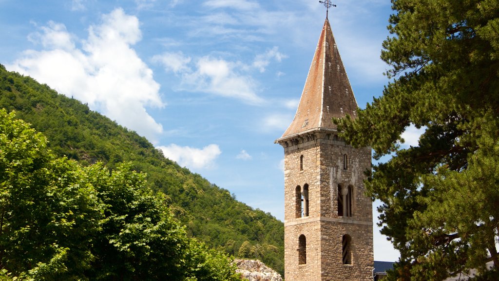 Ax-les-Thermes which includes forest scenes and heritage elements