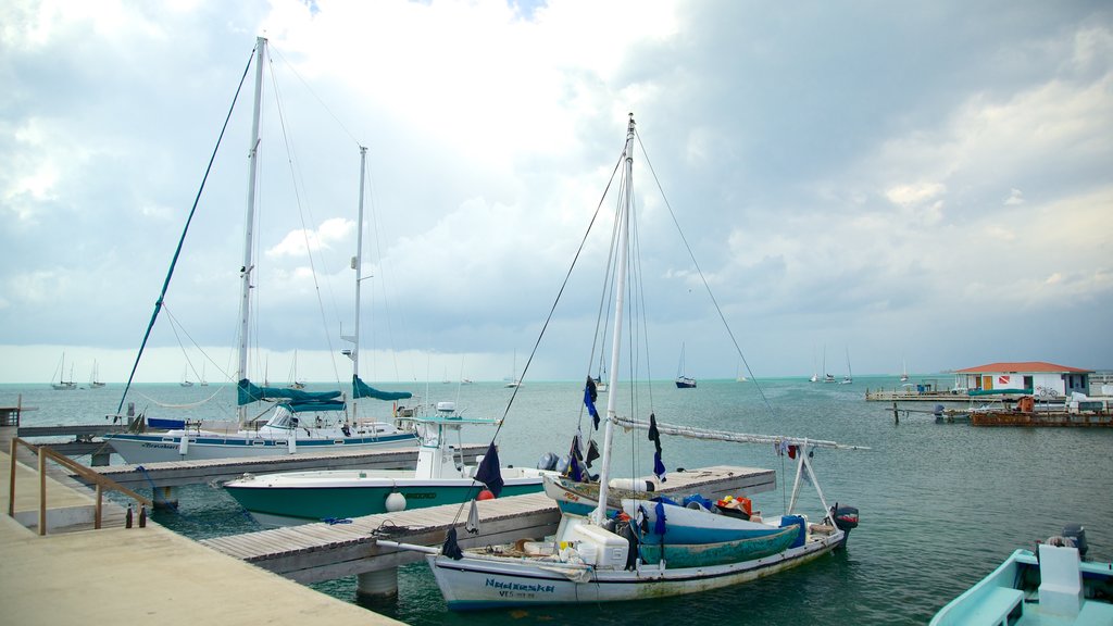 Placencia Beach showing sailing and general coastal views