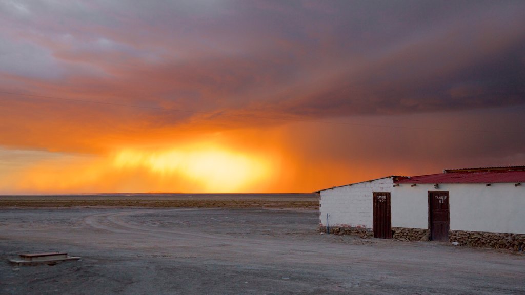 Uyuni featuring tranquil scenes and a sunset