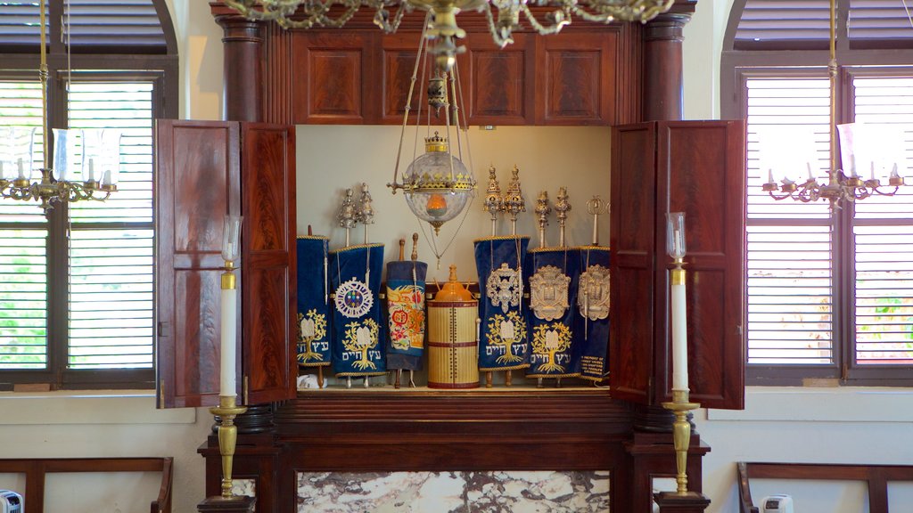 St. Thomas Synagogue featuring religious elements and interior views