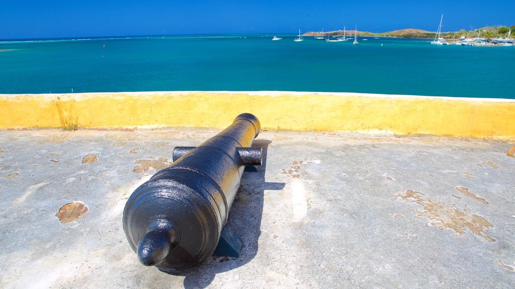 Fort Christiansvaern showing heritage elements and military items