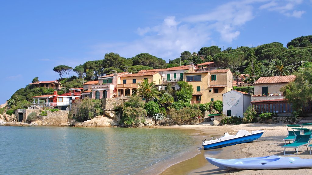 Isla de Elba que incluye una ciudad costera y una playa