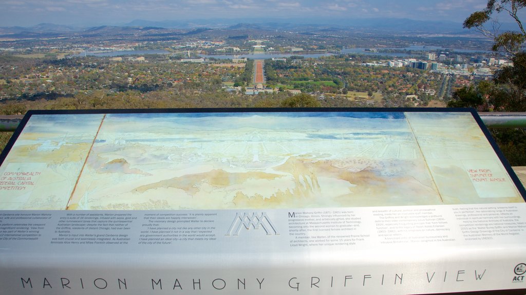 Canberra which includes landscape views and signage