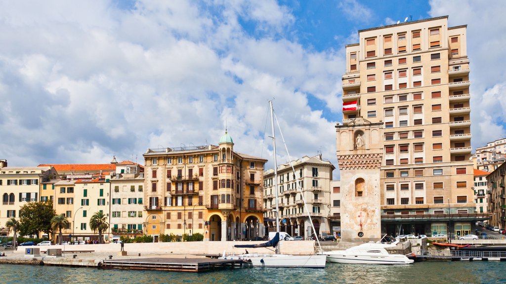 Savona featuring a marina and heritage architecture