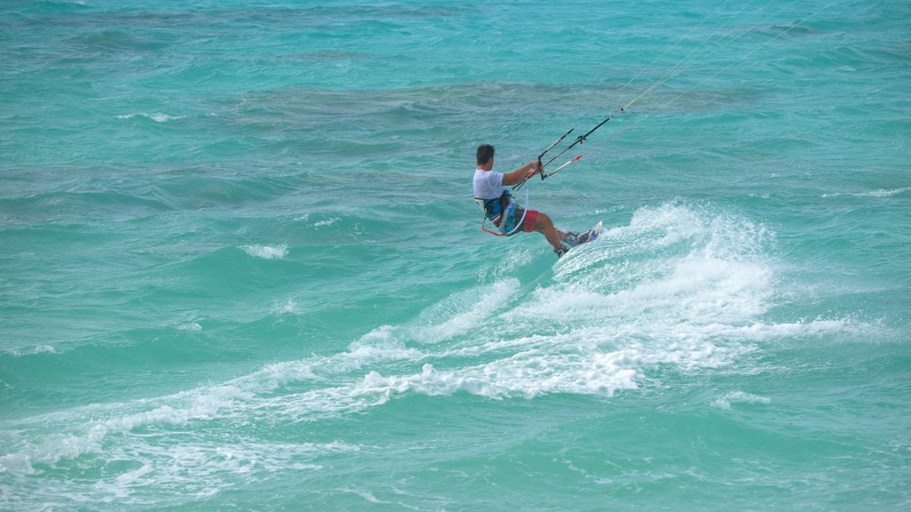 Tikioki Marine Sanctuary mostrando kite surfing y vistas generales de la costa