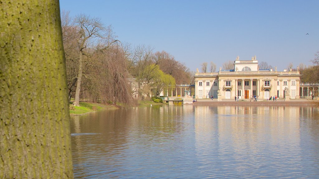 Lazienki Park which includes a lake or waterhole