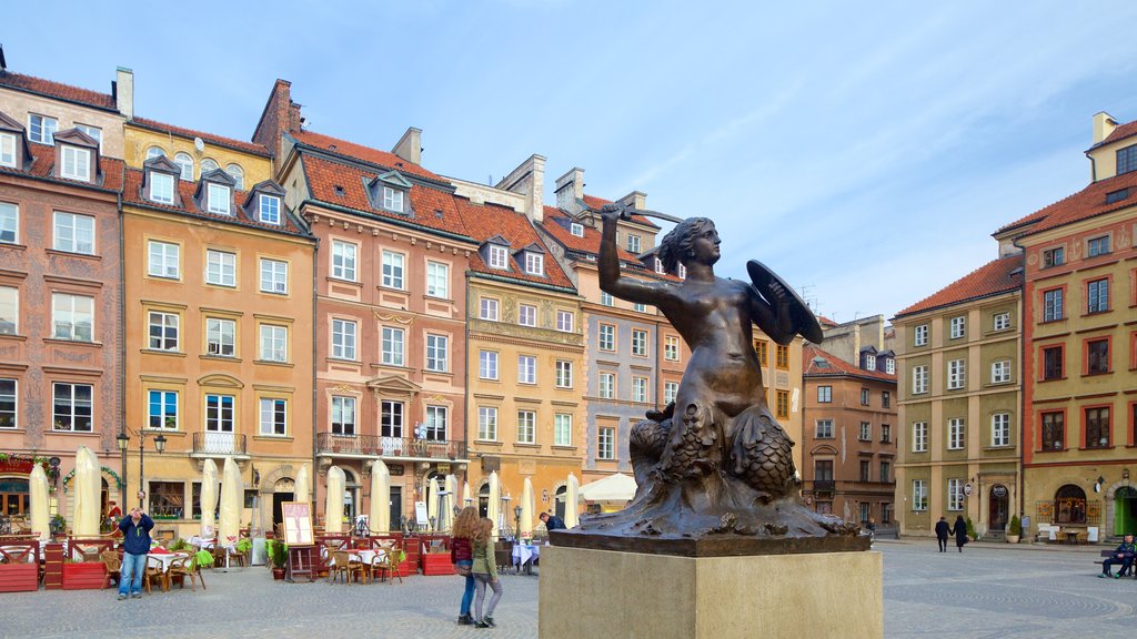 Havfruestatuen i Warszawa som inkluderer statue eller skulptur