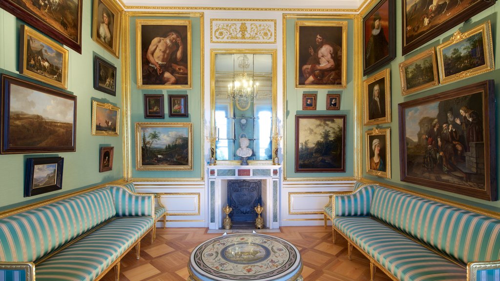 Palacio de Łazienki mostrando vistas de interior, arte y un castillo