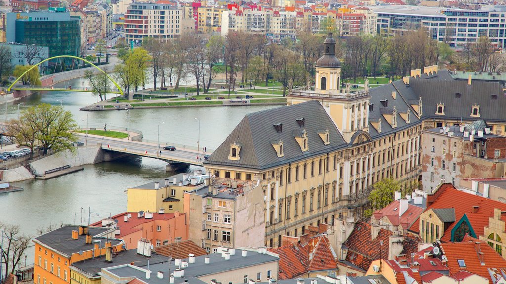 Wroclaw University showing a river or creek and a city