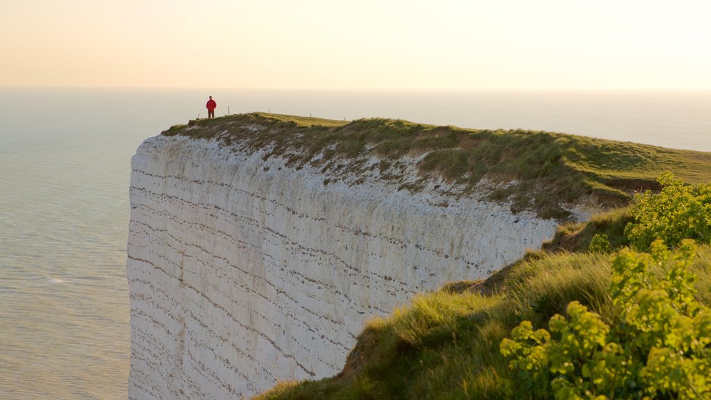 Beachy Head que incluye vista general a la costa