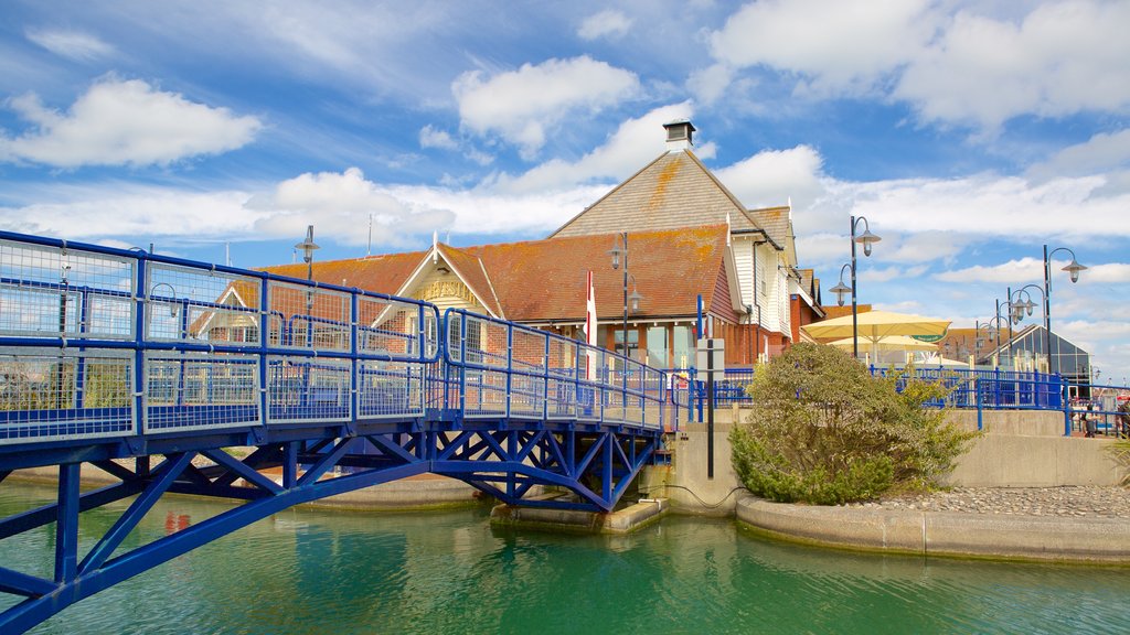 Sovereign Harbour showing a river or creek and a bridge