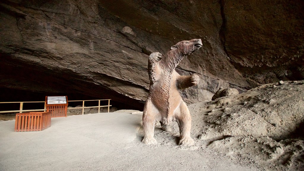 Cueva del Milodon showing outdoor art and caves