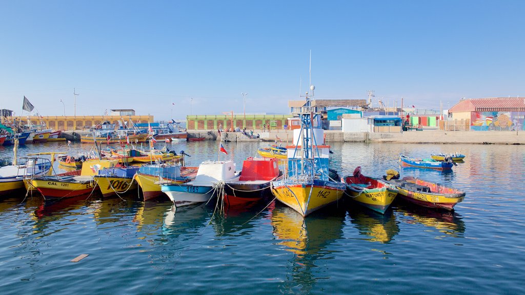 Caldera showing a marina