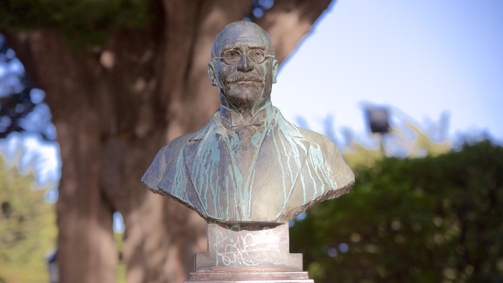 Plaza Muñoz Gamero mostrando un jardín y una estatua o escultura