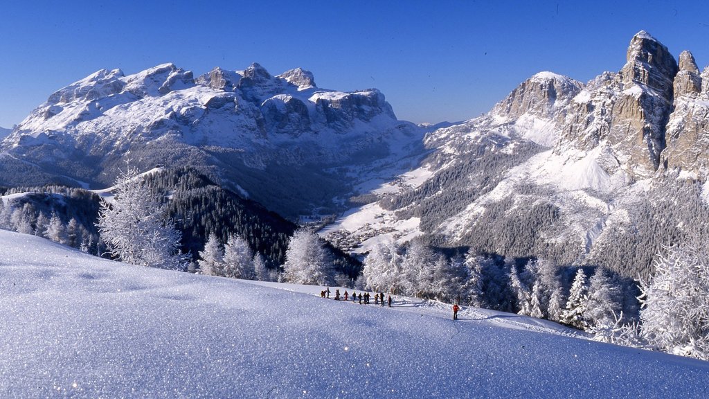 Alta Badia which includes snow, a gorge or canyon and mountains