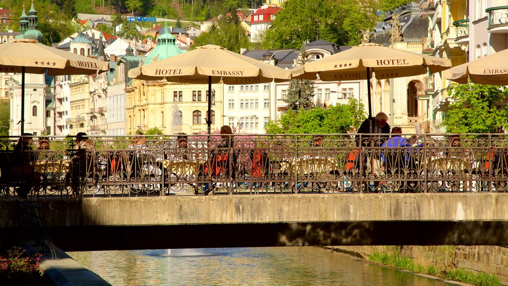 Karlovy Vary que incluye un río o arroyo y una ciudad