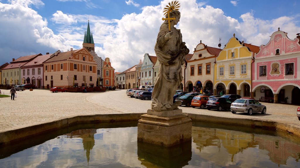 Telc menunjukkan kota dan air mancur