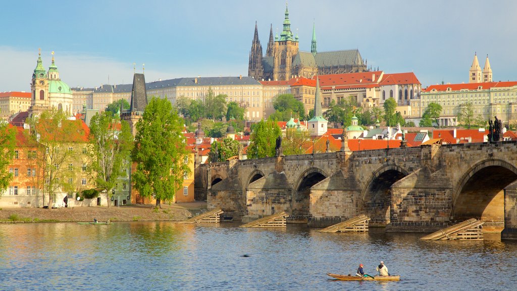 Charles Bridge featuring a city, a river or creek and a bridge