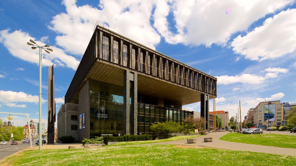 Czech National Museum which includes modern architecture and a park