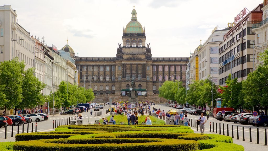 Czech National Museum showing heritage elements, a city and a park