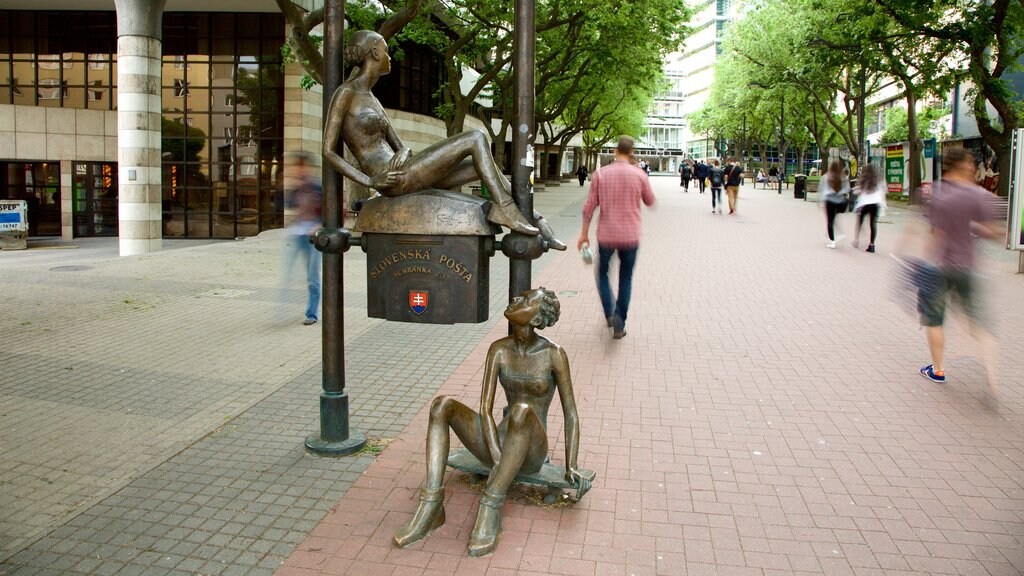 Bratislava which includes street scenes, a city and a statue or sculpture